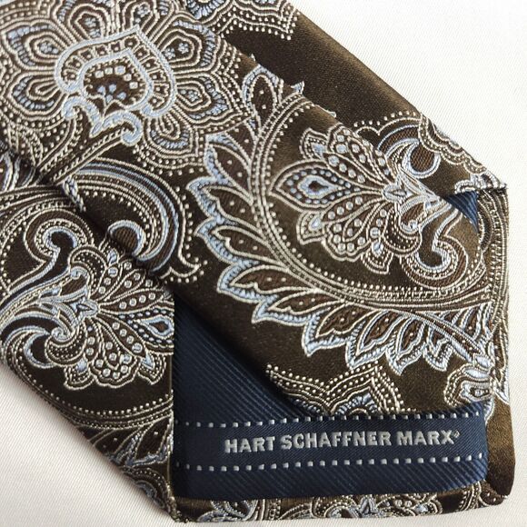 Hart Schaffner Marx Paisley Designer Mens Silk Tie 58.5" x 3.5" Made In USA - Picture 1 of 5